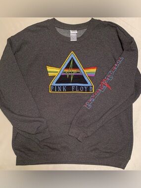 PINK FLOYD Embroided gray Unisex 60% cotton sweatshirt Size XL VVGUC+